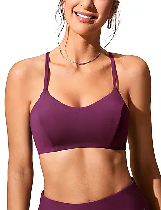 CRZ YOGA Strappy Longline Sports Bras for Women - Wirefree Padded Criss  Cross Yoga Bras Cropped Tank Tops