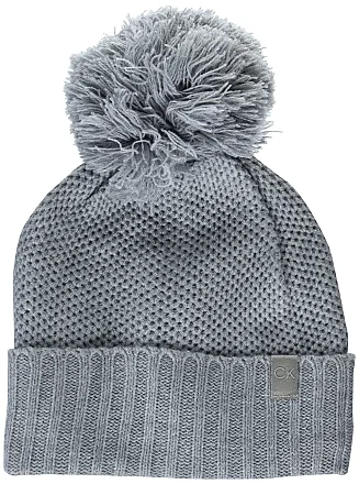 Calvin Klein Women's Pom-Pom Beanie ($26) ❤ liked on Polyvore featuring  accessories, hats, grey, calvin klein, beani…