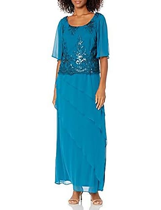 Le Bos Womens Tiered Embellished Long Dress, Peacock, 10