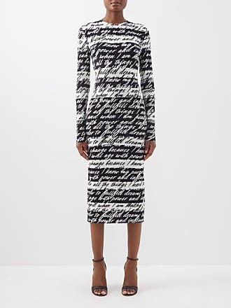 Norma Kamali Spliced Printed Jersey Dress - Womens - Black & White