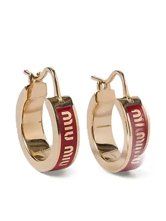 Miu Miu logo-engraved hoop earrings - Gold