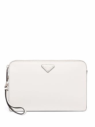 White Prada Emblème Saffiano Shoulder Bag