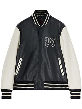 Buy Calvin Klein Men Black Long Sleeve Mix Media Varsity Leather Jacket -  NNNOW.com