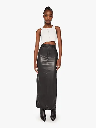 Dante Vegan Leather Midi Skirt In Black