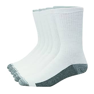 Hanes Ultimate Mens 6-Pack Ultra Cushion FreshIQ Odor Control with Wicking Crew Socks, White, One Size