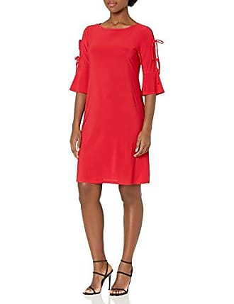 Tiana B. Tiana B Womens Jersey Shift Dress with Lattice Sleeves, Red, x-Large