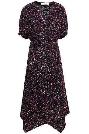 Diane Von Fürstenberg Diane Von Furstenberg Woman Katherine Printed Devoré-velvet Midi Wrap Dress Black Size L