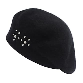 BEBE BLACK BERET studs WOOL hat stones 173424 