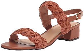 Easy Street Womens Charee Block Heel Sandal Heeled, Camel Woven, 6.5 X-Wide