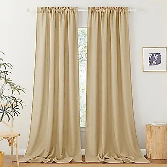 RYB HOME Sheer Curtains White - 100 inches Extra Wide Linen Semi Sheer  White Backdrop Large Window Curtains for Bedroom Dining Living Room Sliding