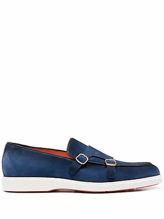 Santoni Double-Buckle contrast-trim loafers - Blue