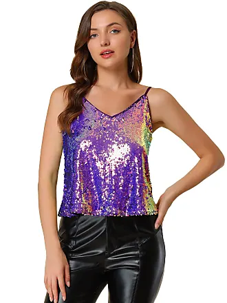 kayamiya Women's Sparkly Sequin Tops Sleeveless Sparkle Shimmer Camisole  Vest Shirt Strappy Dressy Party Tank Tops : : Clothing, Shoes 