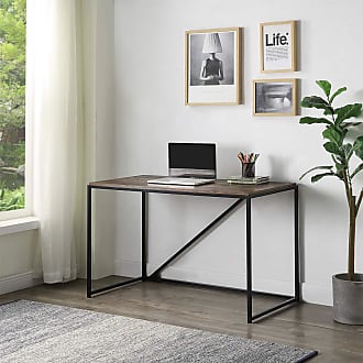 Brown Merax 47 x 47 inch Two Person Double Workstation 2 People Office Writing Desk 
