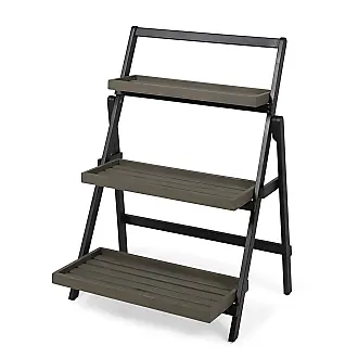 Outdoor Industrial Acacia and Iron Bench with Shelf and Coat Hooks