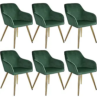 Lot de 4 chaises de salle à manger effet velours et métal vert