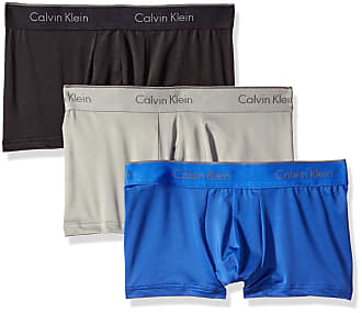 Calvin Klein Mens Stretch Microfiber Multipack Low Rise Trunks, Black/Cobalt Water/Grey Heather, Small