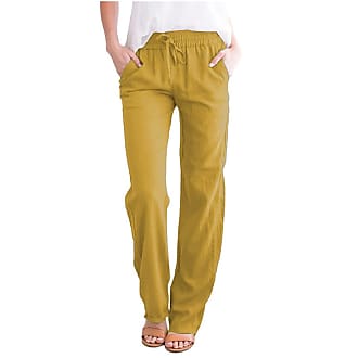SPMGOYV Pants for Women Women Cotton Linen Wide Leg Pants Summer Beach Plus Size Capri Pants Casual Loose Trousers 