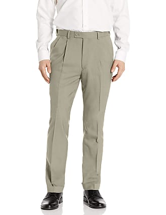 Louis Raphael LUXE Mens 100% Wool Pleated Dress Pant with Hidden Extension Waist Band, Sand, 34x34