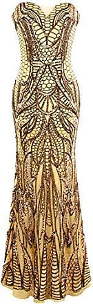 or Angel-fashions Robe de soirée à paillettes avec manches courtes et motif sirène pour femme