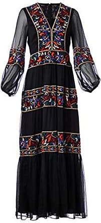 Bcbgmaxazria Womens Floral Embroidered Maxi Dress, Black Combo, 8