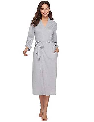 iClosam Robe de Chambre Kimono en Coton pour Femmes en Tricot pour Femmes col en V Peignoir de Nuit pour Toutes Les Saisons S-XXL
