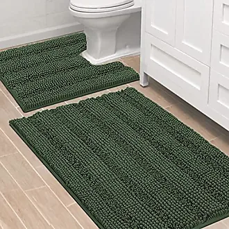 Oval Bath Rugs Set of 2, Soft Combed Cotton Mats with Non-Skid