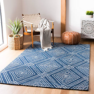 Safavieh Micro-Loop Collection 5 x 5 Square Navy/Ivory MLP608N Handmade Premium Wool Area Rug