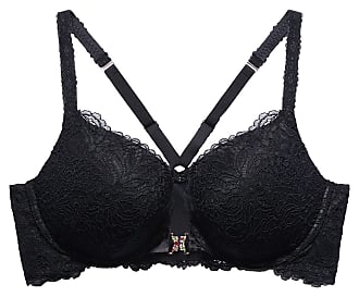 Romantic Corded Lace Front-Closure Push-Up Bra in Black