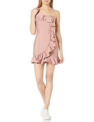 Keepsake the Label Womens Daybreak Strapless Ruffle Mini Dress, Dusty Pink, M