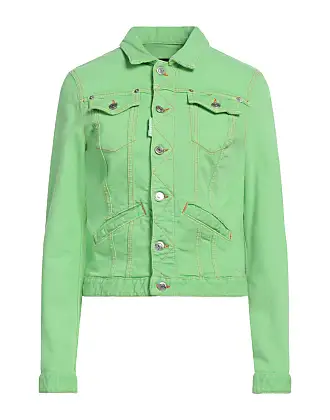 Women's Green Long Sleeve Cropped Denim Jacket