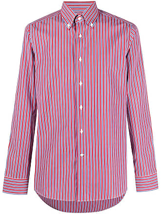 K11 RED CHAMBRAY STRIPE button down shirt blouse S