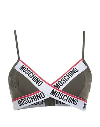 Moschino logo-tape triangle bra - Green