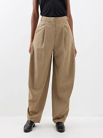 8 By YOOX COTTON-LINEN PLEATED WIDE-LEG PANTS