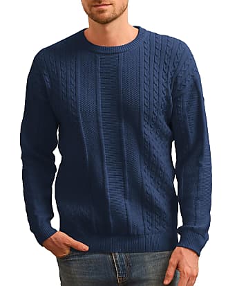  Men's Long Sleeve Cable Knit Pullover Sweater Fisherman Twist  Patterned Crewneck Sweater Black : Clothing, Shoes & Jewelry