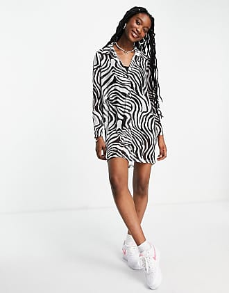 Asos mesh shirt dress in zebra print-Multi