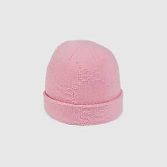 Barrie Beanie Hat In Cashmere With A Monogram Motif in Pink