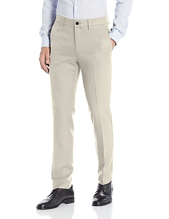 Haggar Mens Cool 18 Pro Slim Fit Premium Flex Flat Front Pant Casual, Light String, 34W x 30L