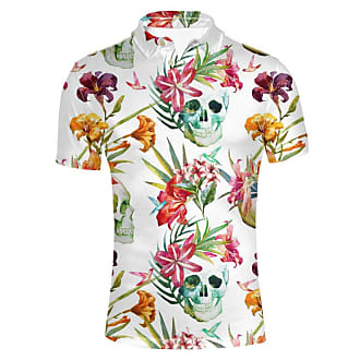 HUGS IDEA Summer Hawaiian Men's Short Sleevee Pique Polos T-Shirts