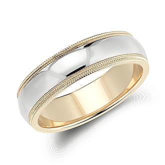 Blue Nile Double Milgrain Comfort Fit Wedding Ring in 14k White and Yellow Gold (6mm)