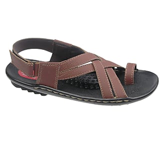 Mens Leather Sandals Outdoor Sandals-Leather Casual Walking Hiking Touch Close Strap Sandals For Men UK 6.5-11