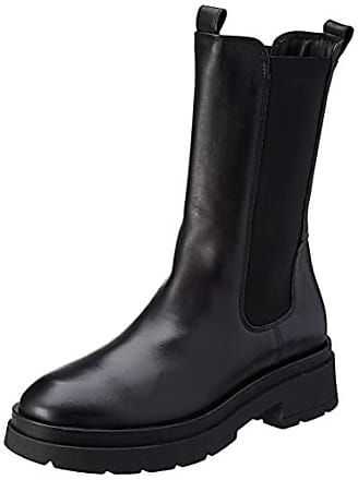 Chelsea Boots Damen Holzoptikabsatz Stiefeletten Leder-Optik 812517 Trendy 