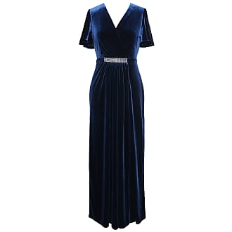 S.L. Fashions Womens Long Dress Flutter Sleeve V Neck Waist Detail (Petite Missy), Imperial Blue, 18
