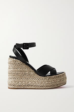 Christian Louboutin Hot Cross Espadrille Slide Sandal in Black for