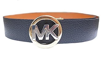 MICHAEL Michael Kors Reversible Faux Leather Belt with MK Logo Buckle,  Black and Silver Metallic, Large at  Women's Clothing store