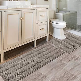 NICETOWN Taupe Bathroom Rugs and Mats Sets, Bath Mats, Slip