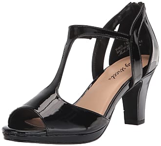 Easy Street Womens Flash Heeled Sandal, Black Patent, 6 Narrow