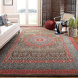 Red 8' x 10' SAFAVIEH Herat Collection HRT301Q Oriental Medallion Distressed Non-Shedding Living Room Bedroom Dining Home Office Area Rug Ivory