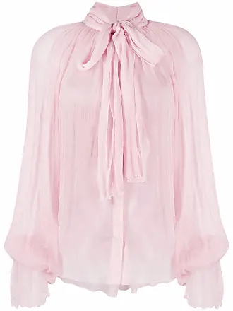Women's Taupe Fitted Satin Blouse - Pussy Bow