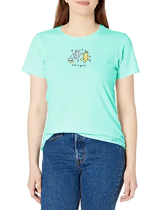 Life Is Good Women's Positive State Louisiana Crusher Short Sleeve T-Shirt in Vintage Blue Size 3XL | 100% Cotton