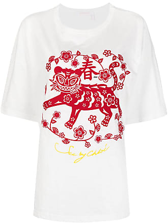 CHLOE GRAPHIC LOGO PARIS BEAUTIFUL Tiny FLOWER CHIC WHITE T-Shirt TOP M NWT  €390